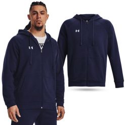 Męska bluza z kapturem fitness Under Armour Rival Fleece. Niebieskie bluzy z kapturem męskie Under Armour, m, bez wzorów, z kapturem. W wyprzedaży za 177.50 zł.