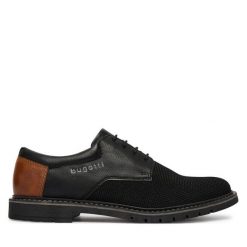 Półbuty Bugatti. Czarne codzienne półbuty męskie Bugatti, bez wzorów, bez obcasa, bez zapięcia. Za 269.99 zł.