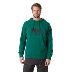 Bluza męska Helly Hansen HH Logo Hoodie 2.0. Zielone bluzy nierozpinane męskie Helly Hansen, m, bez wzorów, casualowe, bez ramiączek, bez kaptura. W wyprzedaży za 321.55 zł.