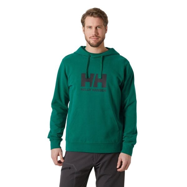 Bluza męska Helly Hansen HH Logo Hoodie 2.0. Zielone bluzy nierozpinane męskie Helly Hansen, m, bez wzorów, z bawełny, z kapturem. W wyprzedaży za 296.35 zł.