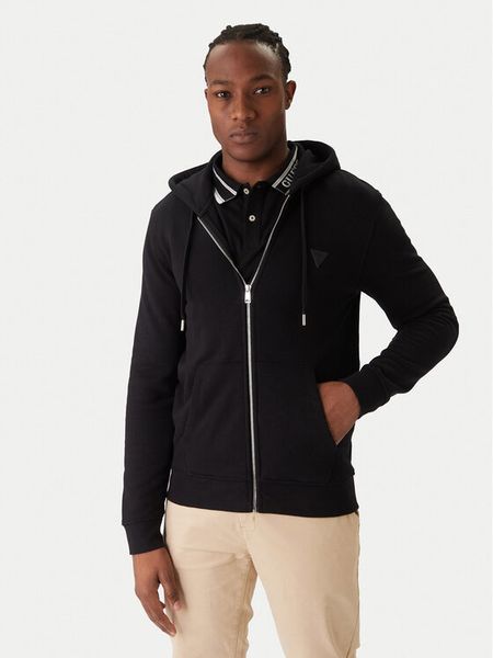 Guess Bluza M6RQ48 KCN01 Czarny Regular Fit. Czarne bluzy rozpinane męskie Guess, m, z aplikacjami, z bawełny, bez ramiączek, bez kaptura. Za 439.99 zł.