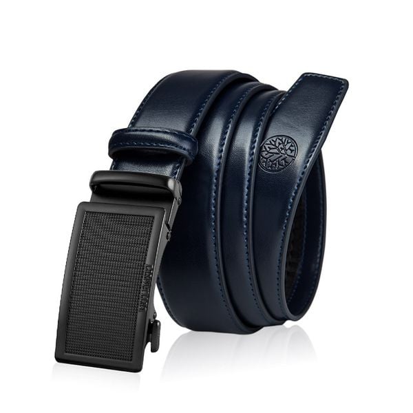 Skórzany pasek męski BETLEWSKI Granatowy 125. Niebieskie paski męskie Betlewski, bez wzorów, ze skóry. Za 99.00 zł.