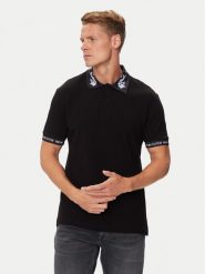 Versace Jeans Couture Polo 76GAGT00 Czarny Regular Fit. Czarne koszulki polo męskie Versace Jeans Couture, l, bez wzorów, z bawełny, bez kołnierzyka, bez ramiączek. Za 529.99 zł.