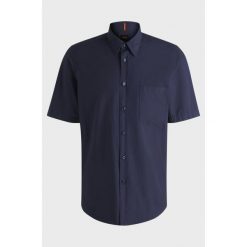 Koszula BOSS Relegant 6 short M BLU (50537331-418). Niebieskie koszule męskie Boss, m, bez wzorów, bez kołnierzyka, bez ramiączek. Za 269.00 zł.