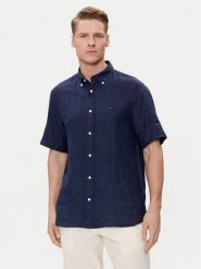 Tommy Hilfiger Koszula MW0MW35207 Granatowy Regular Fit. Niebieskie koszule męskie Tommy Hilfiger, m, bez wzorów, ze lnu, bez kołnierzyka, bez ramiączek. Za 249.99 zł.