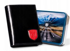 Portfel męski Peterson [D] PTN 22308-VT-T czarny. Czarne portfele męskie Peterson, bez wzorów, ze skóry. Za 105.99 zł.