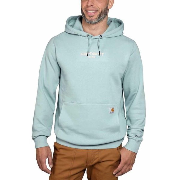 Bluza sportowa męska z kapturem Carhartt Force Lightweight Logo. Zielone bluzy nierozpinane męskie Carhartt, m, bez wzorów, z kapturem. Za 367.00 zł.