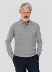 PAKO LORENTE – Szary sweter męski z kołnierzykiem polo. Szare swetry męskie Pako Lorente, bez wzorów, casualowe, bez kołnierzyka, bez ramiączek. Za 149.99 zł.