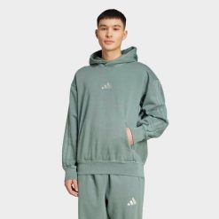 Bluza polarowa z kapturem z efektem sprania ADIDAS ALL SZN. Zielone bluzy z kapturem męskie ADIDAS, xl, bez wzorów, z bawełny, z kapturem. Za 309.99 zł.