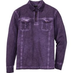 Shirt polo z długim rękawem, z efektem wytarcia bonprix ciemny lila. Koszulki męskie z długim rękawem marki bonprix. Za 44.99 zł.
