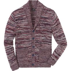 Sweter rozpinany melanżowy z szalowym kołnierzem Regular Fit bonprix ciemnoniebiesko-czerwono-biały melanż. Kardigany męskie marki bonprix. Za 54.99 zł.