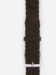 Brązowy pleciony pasek męski P20WF-PX-005-A. Brązowe paski męskie Pako Lorente, bez wzorów, z bawełny, casualowe. Za 59.99 zł.