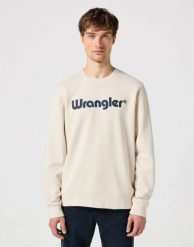 MESKA BLUZA WRANGLER LOGO CREW SWEAT VINTAGE WHITE 112350538. Białe bluzy nierozpinane męskie Wrangler, s, bez wzorów, vintage, bez ramiączek, bez kaptura. Za 149.99 zł.