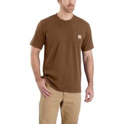 Koszulka sportowa męska T-shirt Carhartt Heavyweight Pocket K87. Brązowe t-shirty sportowe męskie Carhartt, l, bez wzorów, sportowe, bez ramiączek. Za 86.99 zł.