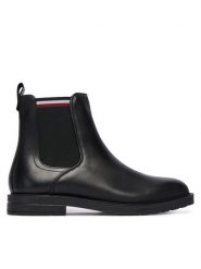 Tommy Hilfiger Botki Cleated Hilifger W FM0FM05728 Czarny. Czarne sztyblety męskie Tommy Hilfiger, ze skóry, bez obcasa, bez zapięcia. Za 599.99 zł.
