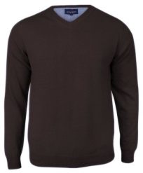 Czekoladowy Męski Sweter w Serek (V-neck) - Adriano Guinari - 100% Bawełna, Elegancki. Brązowe kardigany męskie Adriano Guinari, bez wzorów, z bawełny, biznesowe, bez kołnierzyka, bez ramiączek. Za 159.00 zł.