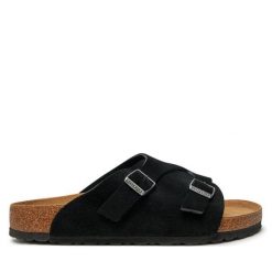 Klapki Birkenstock. Czarne klapki i japonki męskie Birkenstock, bez wzorów. Za 449.99 zł.