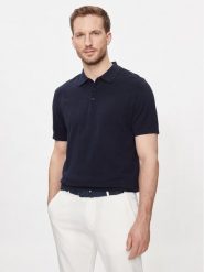 Selected Homme Polo Berg 16092437 Granatowy Regular Fit. Niebieskie koszulki polo męskie Selected Homme, m, bez wzorów, z bawełny, bez kołnierzyka, bez ramiączek. Za 189.99 zł.