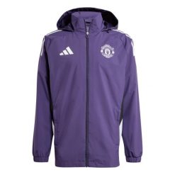 Kurtka dresowa zewnętrzna Manchester United 2025/26. Białe kurtki męskie ADIDAS, m, bez wzorów, z dresówki, sportowe, bez ramiączek, bez kaptura. W wyprzedaży za 348.00 zł.