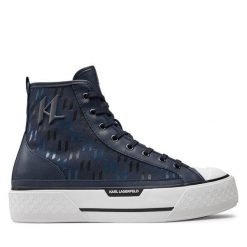 Trampki KARL LAGERFELD. Niebieskie trampki męskie KARL LAGERFELD, bez wzorów, bez zapięcia. Za 449.99 zł.