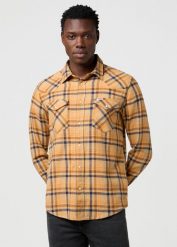 MESKA KOSZULA WRANGLER WESTERN SHIRT BROWN BLUE 112372456. Brązowe koszule męskie Wrangler, m, bez wzorów, bez kołnierzyka, bez ramiączek. Za 169.99 zł.