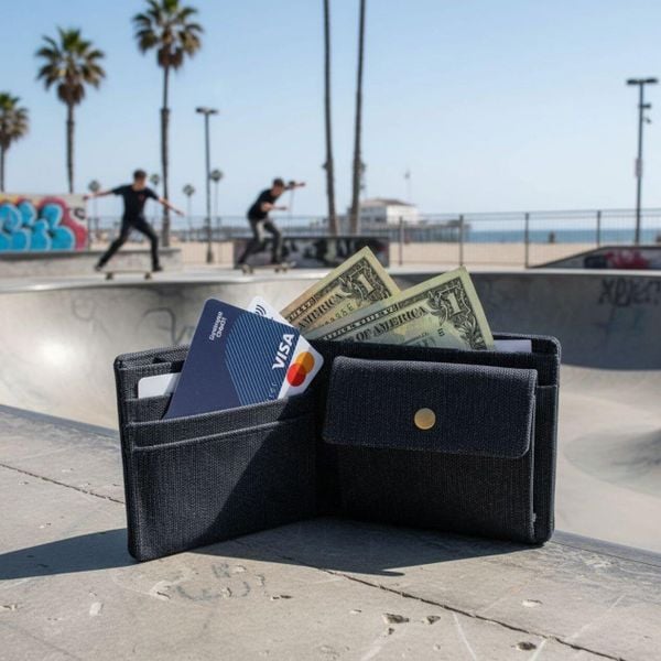 Portfel z płótna z blokadą RFID czarny. Czarne portfele męskie GHETTOBLASTER, bez wzorów. Za 147.63 zł.