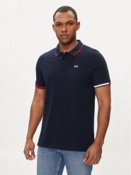 Tommy Jeans Polo Flag DM0DM12963 Granatowy Regular Fit. Niebieskie koszulki polo męskie Tommy Jeans, m, bez wzorów, z bawełny, bez kołnierzyka, bez ramiączek. Za 329.99 zł.