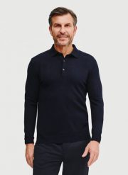 PAKO LORENTE – Sweter polo w kolorze granatowym. Swetry męskie Pako Lorente, bez wzorów, z poliesteru, bez kołnierzyka, bez ramiączek. Za 299.99 zł.