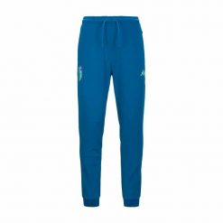 Spodnie dresowe AS Monaco Atric 2023/24. Niebieskie spodnie dresowe męskie Kappa, bez wzorów, z dresówki. W wyprzedaży za 245.05 zł.