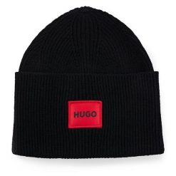 Czapka HUGO. Czarne czapki męskie Hugo, na zimę, bez wzorów. Za 279.99 zł.