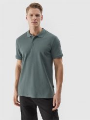 4F Koszulka polo regular męska - khaki XL. Brązowe koszulki polo męskie 4f, m, bez wzorów, z bawełny, klasyczne, bez kołnierzyka, bez ramiączek. W wyprzedaży za 49.99 zł.