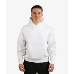 Bluza INTERLOCK OVERSIZE DZIK® biała. Białe bluzy nierozpinane męskie DZIK, m, z aplikacjami, z materiału, sportowe, bez ramiączek, bez kaptura. Za 349.99 zł.