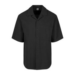 Męska Koszula Seersucker Relaxed Fit Z Krótkim Rękawem. Czarne koszule męskie Urban Classics, l, bez wzorów, bez kołnierzyka, bez ramiączek. Za 153.99 zł.