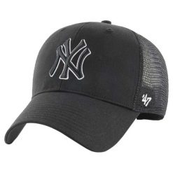 Czapka z daszkiem dla dorosłych MLB New York Yankees Branson MVP Cap. Czarne czapki męskie 47 Brand, bez wzorów, z bawełny, sportowe. Za 109.99 zł.