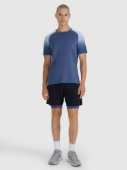 4F Spodenki 2w1 do biegania w terenie szybkoschnące męskie - czarne L. Czarne szorty sportowe męskie 4f, bez wzorów, z elastanu, sportowe. Za 249.99 zł.