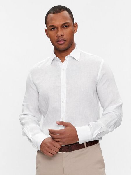 Paul&Shark Koszula 24413322 Biały Slim Fit. Białe koszule męskie PAUL&SHARK, m, bez wzorów, ze lnu, bez kołnierzyka, bez ramiączek. Za 649.99 zł.