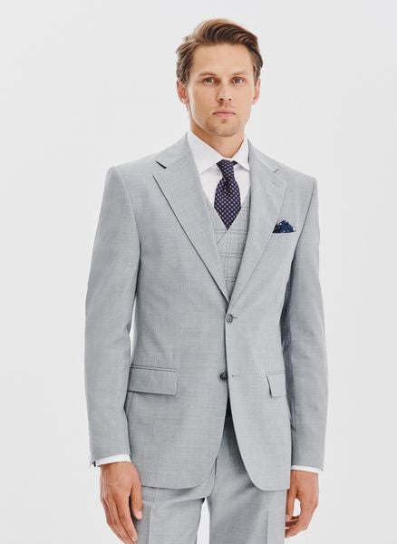 PAKO LORENTE - Gładka szara marynarka garniturowa. Szare marynarki męskie Pako Lorente, bez wzorów, z poliesteru. Za 1,189.99 zł.