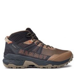 Trekkingi Mammut. Brązowe buty trekkingowe męskie Mammut, bez wzorów, sportowe, bez obcasa, bez zapięcia. Za 739.99 zł.