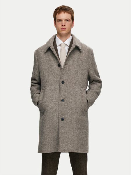 Selected Homme Płaszcz wełniany 16089348 Beżowy Regular Fit. Brązowe płaszcze męskie Selected Homme, na zimę, m, bez wzorów, z syntetyku, bez kaptura. Za 939.99 zł.
