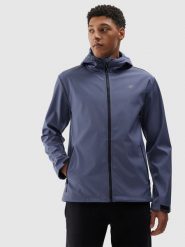 4F Kurtka softshell wiatroodporna membrana 5000 męska - granatowa S. Niebieskie kurtki męskie 4f, na jesień, m, bez wzorów, z dzianiny, klasyczne, bez ramiączek, z kapturem. W wyprzedaży za 139.99 zł.