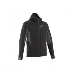 Kurtka Softshell trekkingowa Trek 900 WindWarm męska. Czarne kurtki męskie marki QUECHUA, z elastanu. Za 199.99 zł.
