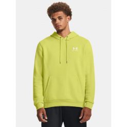 Bluza fitness męska UNDER ARMOUR Icon Fleece Hoodie z kapturem. Żółte bluzy z kapturem męskie Under Armour, m, bez wzorów, z kapturem. W wyprzedaży za 198.69 zł.
