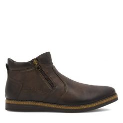 Botki Lanetti. Brązowe sztyblety męskie Lanetti, bez obcasa, bez zapięcia. Za 159.99 zł.