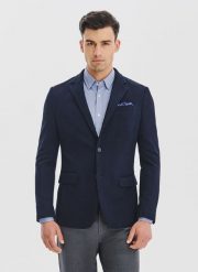 PAKO LORENTE – Granatowa dzianinowa marynarka męska. Marynarki męskie Pako Lorente, m, bez wzorów, z bawełny. Za 799.99 zł.