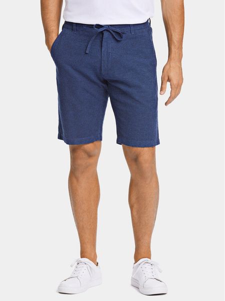 Lindbergh Szorty materiałowe 30-508003 Granatowy Relaxed Fit. Niebieskie szorty męskie Lindbergh, bez wzorów, ze lnu. Za 279.99 zł.