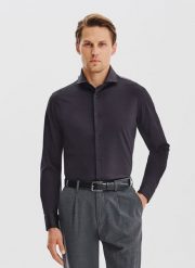 PAKO LORENTE – Grafitowa koszula z dzianiny. Szare koszule męskie Pako Lorente, l, bez wzorów, z bawełny, bez kołnierzyka, bez ramiączek. Za 199.99 zł.