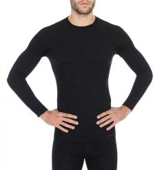 Brubeck Koszulka męska z długim rękawem Active Wool czarna r. XXL (LS12820). Czarne bielizna termoaktywna męska Brubeck, m, bez wzorów, bez ramiączek. Za 258.99 zł.