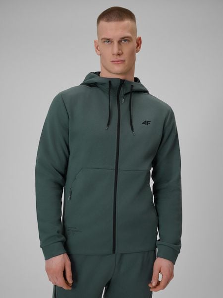 4F Bluza treningowa regular z kapturem męska - szara XL. Szare bluzy rozpinane męskie 4f, l, bez wzorów, z włókna, z kapturem. Za 249.99 zł.
