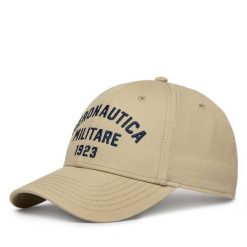 Czapka z daszkiem Aeronautica Militare. Brązowe czapki męskie Aeronautica Militare, bez wzorów. Za 189.99 zł.