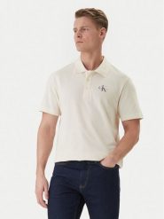 Calvin Klein Jeans Polo Easy Monologo LV04RF209G Beżowy Regular Fit. Brązowe koszulki polo męskie Calvin Klein Jeans, m, bez wzorów, z bawełny, bez kołnierzyka, bez ramiączek. Za 329.99 zł.